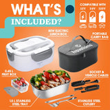  Portable Heated Lunch Box, 12/24/110V 1.5L Heating Lunch Box, SS Container, for Car Truck Work, Loncheras Para Hombres De Trabajo