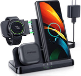 3 in 1 Samsung Charging Station Galaxy Watch Charger Compatible for Samsung S24 Ultra plus S23 S22 S21 S20 Z Flip 5/4/3 Fold 5, Galaxy Watch 6 Classic/5 Pro/4/3 Galaxy Buds