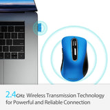 Wireless Mouse, 1200 DPI Mobile Optical Cordless Mice with USB Receiver for Computer, Laptop, PC, Desktop, Macbook, 5 Buttons, Blue