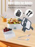  Large Capacity Heated Lunch Box 3 in 1 12V/24V/110V Portable Lunch Warmer for Car/Truck/Home/Office with Carry Bag and Fork and Spoon (Gray)