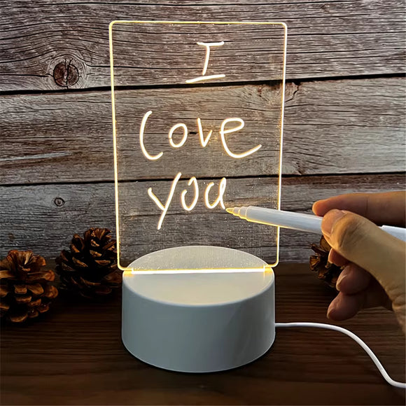 Acrylic Night Light Erasable Write Message Board Calendar Desktop Ornaments