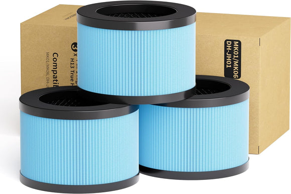 MK06 MK01 True HEPA Replacement Filter for AROEVE MK01 MK06 and Kloudi DH-JH01, Standard Version, Pack of 3