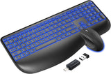 Wireless Keyboard and Mouse Combo with Comfortable Palm Rest for Windows, Mac OS Pc/Desktops/Laptops（Black）