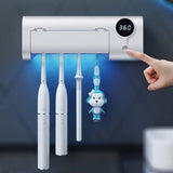 Toothbrush Sanitizer and Holder - 5 Toothbrush Slots & Timing Function - Cordless Wall Mounted Toothbrushsterlilizer Tooth Brushcleaner for Bathroom