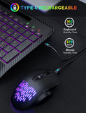 Wireless Keyboard and Mouse Backlits, Wrist Rest, Jiggler Mouse, Rechargeable Ergonomic Keyboard with Phone Holder, Silent Light up Combo for Computer, Mac, PC, Laptop, Chromebook