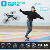 Foldable Remote Control Quadcopter with Voice Control, Gestures Selfie, Altitude Hold, One Key Start, 3D Flips, 2 Batteries, Toys Gifts for Boys Girls