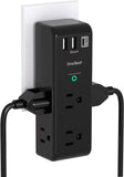 6-Outlet AC Power Strip with 3 USB Ports (including 1 USB-C), 1800J Wall Charger, and 3-Sided Design for Home, Office, and Travel