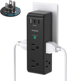 6-Outlet AC Power Strip with 3 USB Ports (including 1 USB-C), 1800J Wall Charger, and 3-Sided Design for Home, Office, and Travel