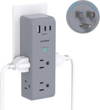 6-Outlet AC Power Strip with 3 USB Ports (including 1 USB-C), 1800J Wall Charger, and 3-Sided Design for Home, Office, and Travel