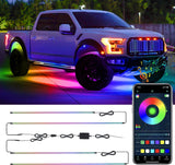 Smart Car Interior Lights with App Control, RGB LED Lights with Music Mode and DIY Mode, 2 Lines Design LED Lights for Cars with Charger, Car Accessories for Women