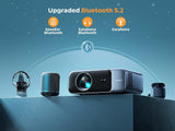 Projector with Wifi 6 and Bluetooth 5.2,  Pro V9 600 ANSI Native 1080P Outdoor Movie Projector, Auto 6D Keystone & 50% Zoom, Home Theater Projector for Phone/Tv Stick/Pc