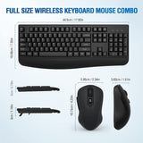 Wireless Keyboard and Mouse Combo with Comfortable Palm Rest for Windows, Mac OS Pc/Desktops/Laptops（Black）