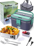  Large Capacity Heated Lunch Box 3 in 1 12V/24V/110V Portable Lunch Warmer for Car/Truck/Home/Office with Carry Bag and Fork and Spoon (Gray)