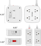 6 Ft Surge Protector Power Strip - 8 Widely Outlets with 4 USB Ports, 3 Side Outlet Extender with 6 Feet Extension Cord, Flat Plug, Wall Mount, Desk USB Charging Station, Etl,White