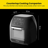 Air Fryer+ Rotisserie, Dehydrator, 17 Touch Screen Presets Fry, Roast, Dehydrate, Bake, XL 10L Family Size, Auto Shutoff, Large Easy-View Window, Black