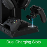 Vertical Cooling Stand for Xbox Series X/S Console with Controller Charger Station Dock, Atmospheric Lighting , Game Storage Organizer and Headset Hanger,Game Accessories Kit, Multi-Function Charging Stand,Game Accessories Smartphone