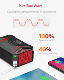 300Watt Wave Power Inverter Car Adapter DC 12V to AC 110V with 4.2A Dual Smart USB Ports