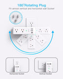 6-Outlet AC Power Strip with 3 USB Ports (including 1 USB-C), 1800J Wall Charger, and 3-Sided Design for Home, Office, and Travel