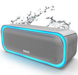 Bluetooth Speaker with 20W Stereo Sound, Active Extra Bass, IPX6 Waterproof, TWS Pairing, Multi-Colors Lights, 20H Playtime, Portable for Beach, Outdoor-Blue