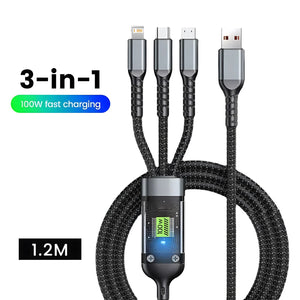  3-In-1 Super Fast Charging Cable, 3 in 1 Charging Cable, Universal with Type-C Micro for Iphone15 14 13