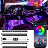 Smart Car Interior Lights with App Control, RGB LED Lights with Music Mode and DIY Mode, 2 Lines Design LED Lights for Cars with Charger, Car Accessories for Women