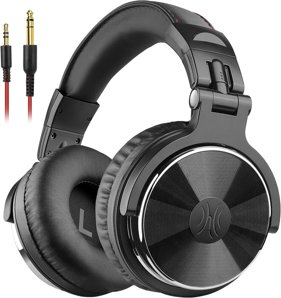 Wired over Ear Headphones Studio Monitor & Mixing DJ Stereo Headsets with 50Mm Neodymium Drivers and 1/4 to 3.5Mm Jack - Black