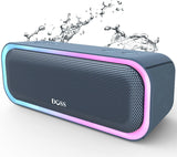 Bluetooth Speaker with 20W Stereo Sound, Active Extra Bass, IPX6 Waterproof, TWS Pairing, Multi-Colors Lights, 20H Playtime, Portable for Beach, Outdoor-Blue