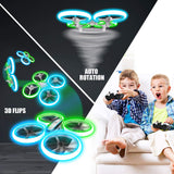 Rc Drone with Altitude Hold and Headless Mode,Quadcopter with Blue&Green Light,Propeller Full Protect,2 Batteries and Remote Control,Easy to Fly