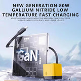 3 in 1 Charger, Scalable 80W Max Fast Charger Module with Type-C Cable and 2 USB Ports, Retractable Phone Charger, for Iphone, Phone and Laptops (Yellow 2Pcs)