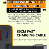 3 in 1 Charger, Scalable 80W Max Fast Charger Module with Type-C Cable and 2 USB Ports, Retractable Phone Charger, for Iphone, Phone and Laptops (Yellow 2Pcs)