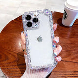 Designer Compatible with Iphone 14 Pro Max Bling Clear Case for Women,Cute Glitter Phone Case with Sparkle Rhinestone Diamond Camera Protection，Airbag Anti-Fall Crystal Hard Cover for Girl