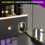 Toothbrush Holder Wall Mounted with Toothpaste Dispenser, Rechargeable Cordless Wall Mounted Tooth Brushing Holder