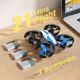 Mini Drone Nano Quadcopter Indoor Small Helicopter Plane with Auto Hovering, 3D Flips, Headless Mode and 3 Batteries, Great Gift Toy for Boys and Girls, Blue