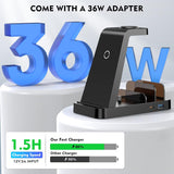 5 in 1 Charging Station for Multiple Devices Apple: Fast Wireless Charging Stand Dock for Iphone 15 14 13 12 Pro Max Apple Watch Airpods