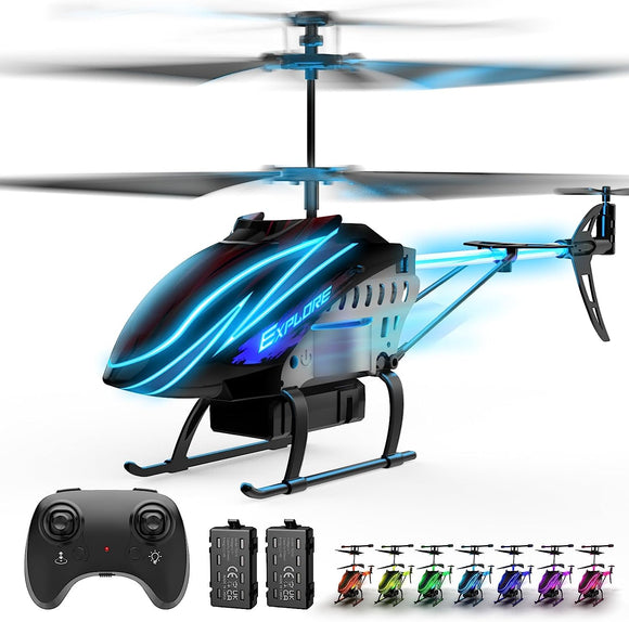 Remote Control Helicopter for Kids - 30 Minutes Flight Time (2 Batteries), 7+1 LED Light Modes, Altitude Hold Feature, Ideal RC Toy for Boys and Girls