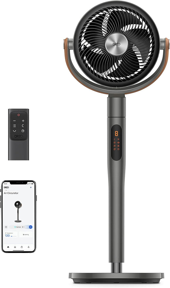 43-Inch Smart Pedestal Fan with Remote Control, Polyfan 513S, Quiet Oscillating Floor Fan for Home and Bedroom, Wi-Fi and Voice Control Compatible with Alexa and Google, 6 Modes, 8 Speeds, Grey