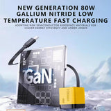 TOBRBE 3 in 1 Gan Charger, Retractable 80W MAX Fast Charger Block with Type-C Cable & 2 USB Ports, Portable Adapter Iphone Smartphone Electronic, Yellow, Cellphone, Folding Charging