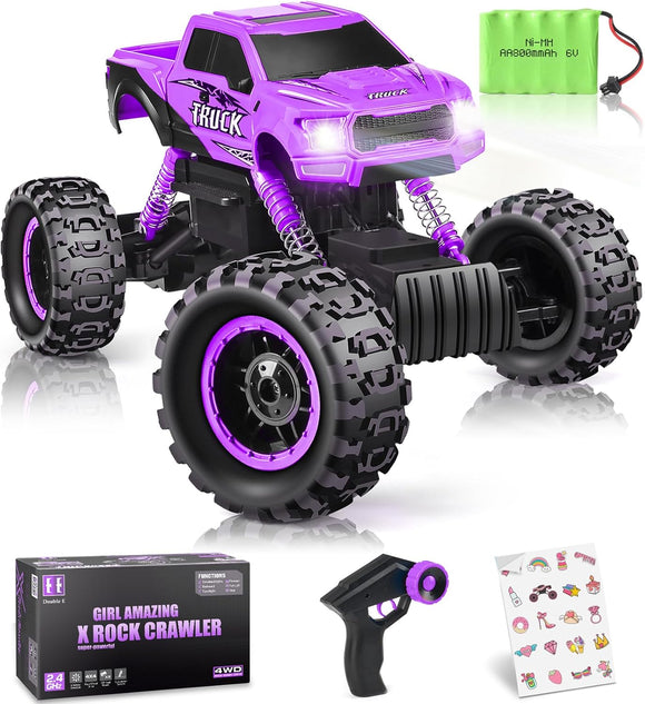RC Monster Truck for Girls - Dual Motor Off-Road RC Vehicle, Ideal Gift for Daughters and Kids, Purple