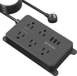 Power Strip Surge Protector, 7 Widely-Spaced Outlets with 2 USB Ports (1 USB C), ETL Listed, Flat Plug 5Ft Extension Cord, Wall Mountable, 1700J, 14AWG Heavy Duty, for Home Office Garage, Black