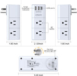 USB -  Multi Plug Outlet with Rotating Plug, 3-Sided Swivel Power Strip with 6 AC Spaced Outlet Splitter and 3 USB Ports (1 USB C)