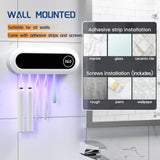 Toothbrush Sanitizer and Holder - 5 Toothbrush Slots & Timing Function - Cordless Wall Mounted Toothbrushsterlilizer Tooth Brushcleaner for Bathroom