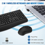 Wireless Keyboard and Mouse Combo with Comfortable Palm Rest for Windows, Mac OS Pc/Desktops/Laptops（Black）