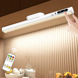 Rechargeable Magnetic LED Light Bar with Remote, Dimmable Desk Lamp, under Cabinet Lighting Wireless for Mirror Closet Bathroom Kitchen – White