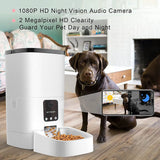 6L Automatic Pet Feeder for Cats and Dogs,1080P Camera,App Control,Voice Recorder,Timed Feeder for Schedule Feeding, Dual Power Supply,Wifi Pet Food Dispenser with App Control