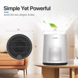 300 Sq.Ft Air Purifiers for Bedroom, H13 True HEPA Filter, Remove 99.9% Smoke Dust, White, HKJ-50A