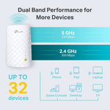 Wifi Extender with Ethernet Port, Dual Band 5Ghz/2.4Ghz , up to 44% More Bandwidth than Single Band, Covers up to 1200 Sq.Ft and 30 Devices, Signal Booster Amplifier Supports Onemesh(Re220)