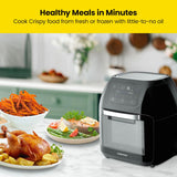 Air Fryer+ Rotisserie, Dehydrator, 17 Touch Screen Presets Fry, Roast, Dehydrate, Bake, XL 10L Family Size, Auto Shutoff, Large Easy-View Window, Black