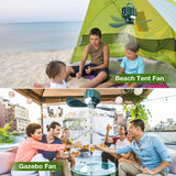 Portable Tent Ceiling Fans with Light and Remote Control, Power Bank, USB Battery Operated Camping Fan with Hanging Hook for Outdoor Canopy Tent, RV