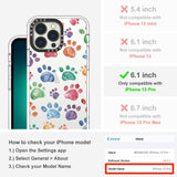 Case for Iphone 13 Pro, [Buffertech 6.6Ft Military-Grade Drop Protection] [Anti Peel off Tech] Clear TPU Bumper Phone Case Cover Design - Colorful Paw