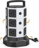 12-Outlet Power Strip Tower with 6 USB Ports (2 USB-C), 1050J 1625W/13A, 6.5Ft Extension Cord for Home and Office Use